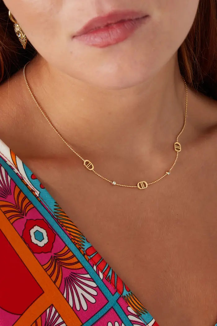 Double DD Stone ketting goud