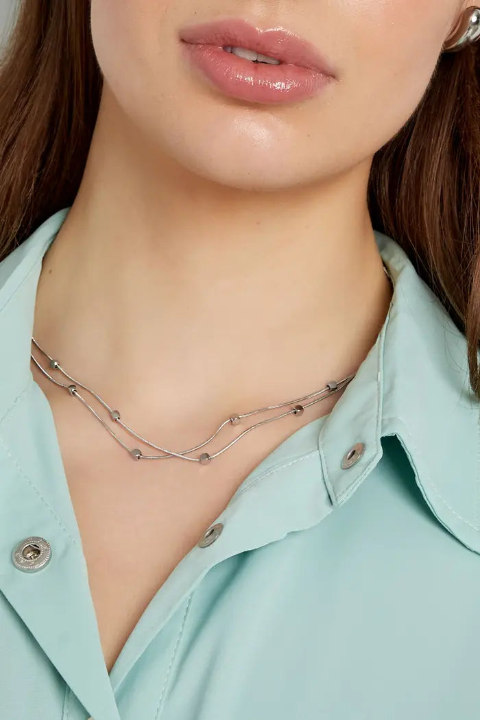 Double blocks ketting zilver