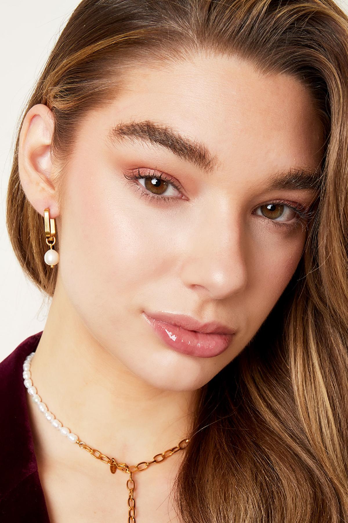 Small hoops met parels oorbellen Goud/Zilver