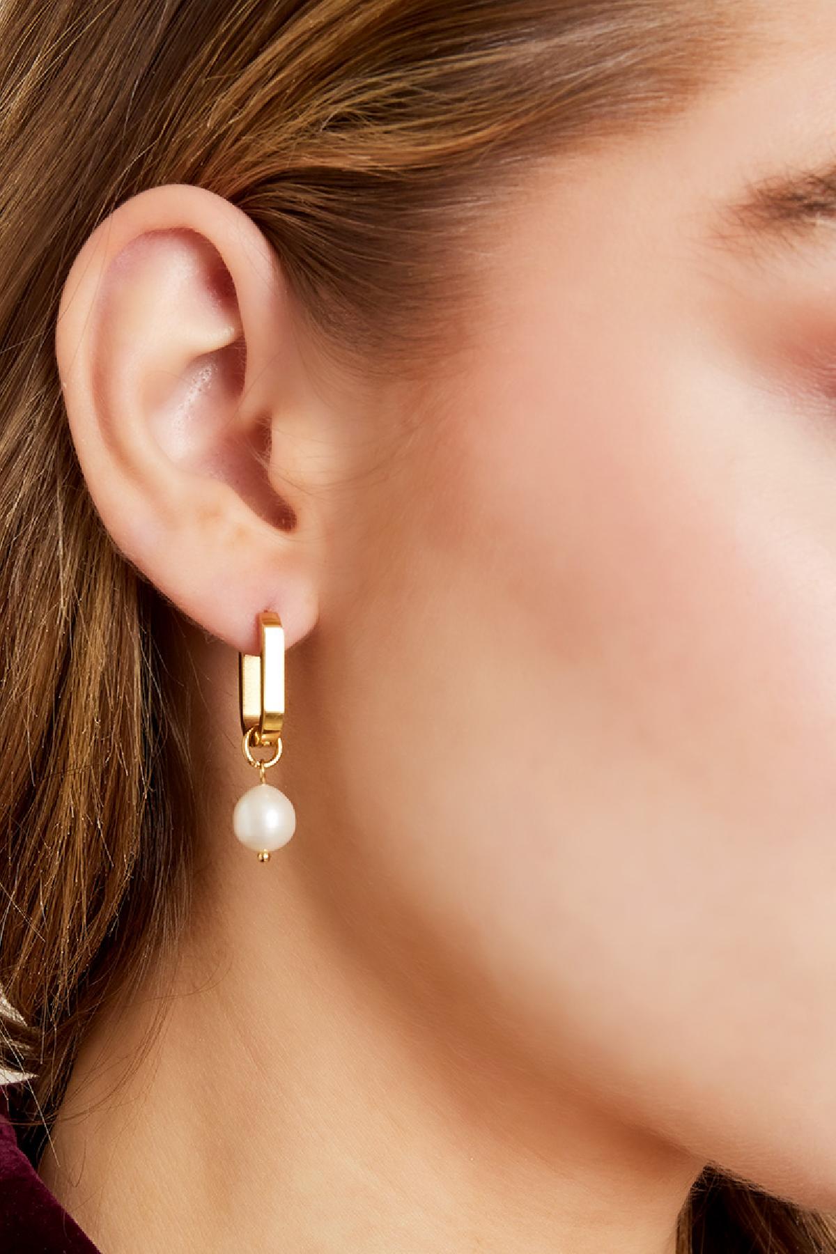 Small hoops met parels oorbellen Goud/Zilver
