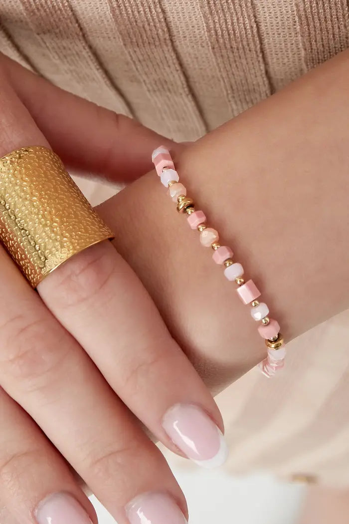 Mixed armbandje roze/goud