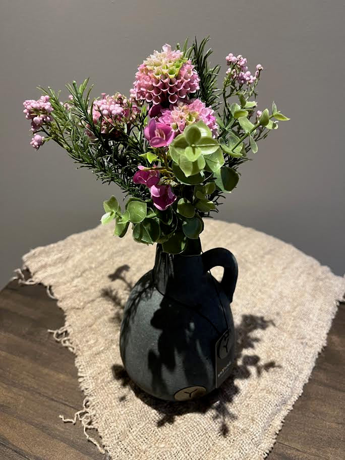 Brynxz vaasje met kunstboeketje Dahlia Pompon rose