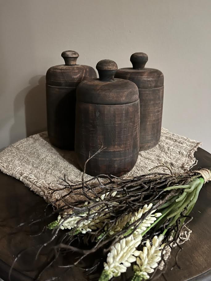 Houten pot M met deksel