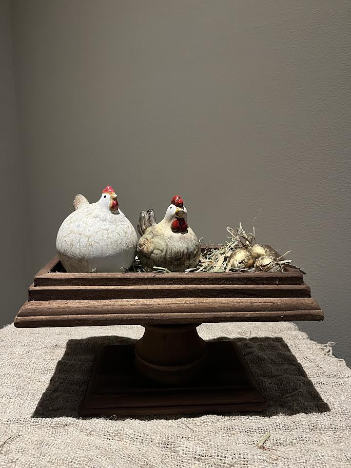 Rechthoek plateau met 2 kippetjes