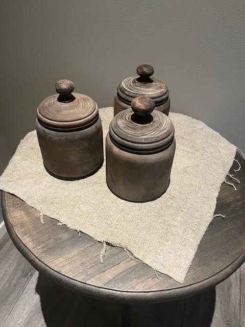 Houten pot met deksel S