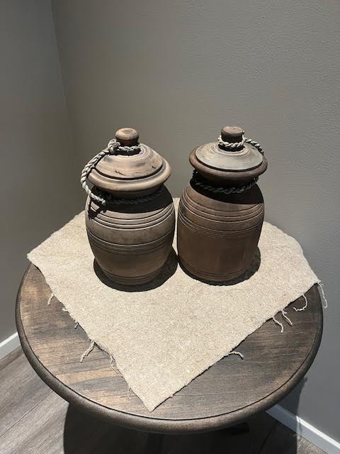 Houten pot met deksel L