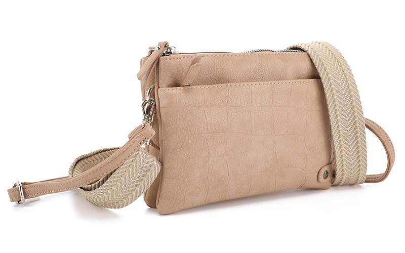 Taupe crossbody en schoudertas