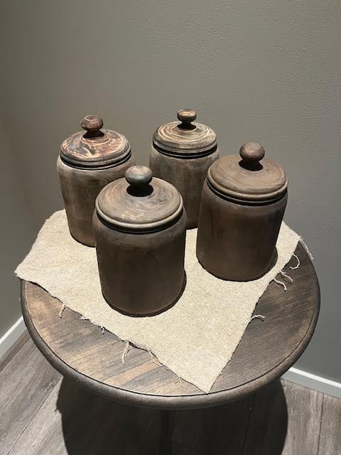 Houten pot met deksel M