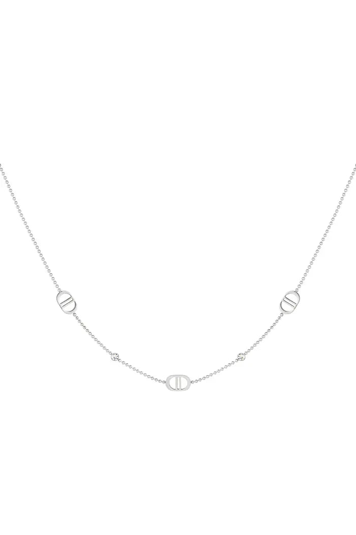 Double DD Stone ketting zilver