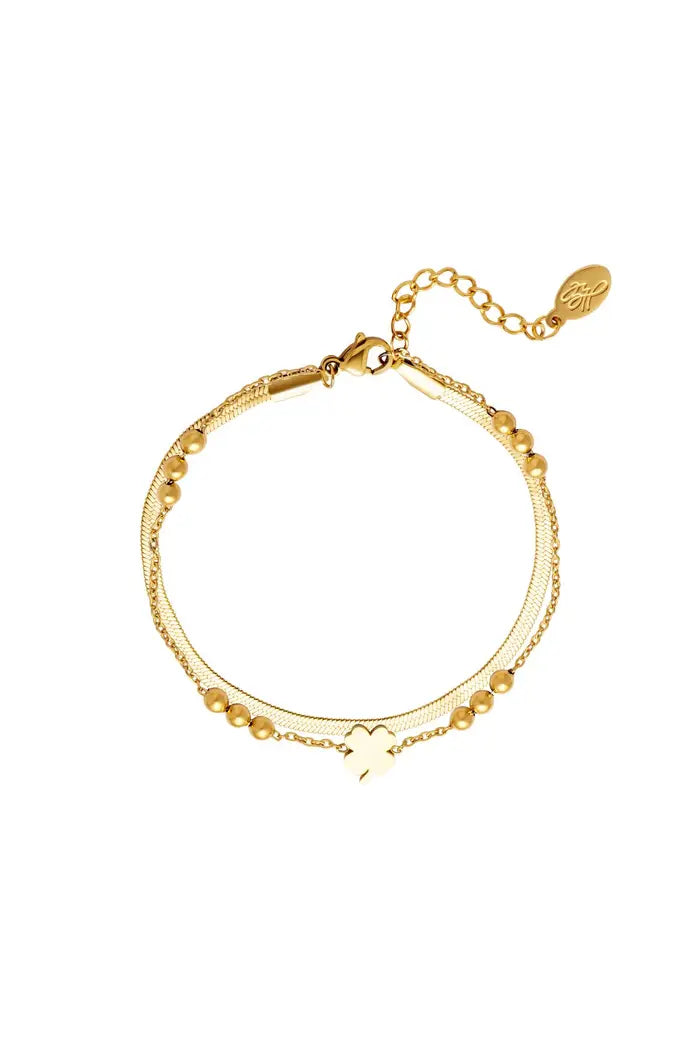 Double luck armband Goud/zilver