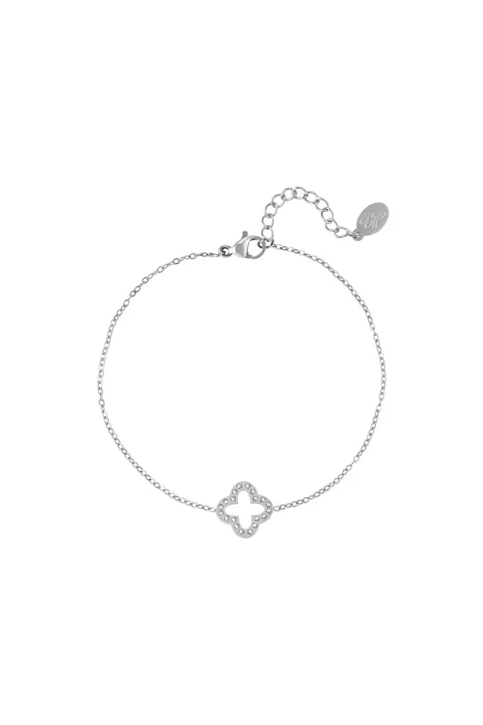 Armband klaver met zirkoonstenen Zilver