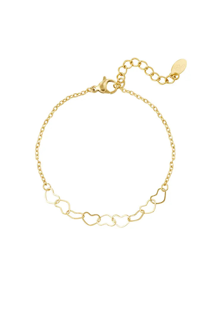 Linked Hearts armband goud
