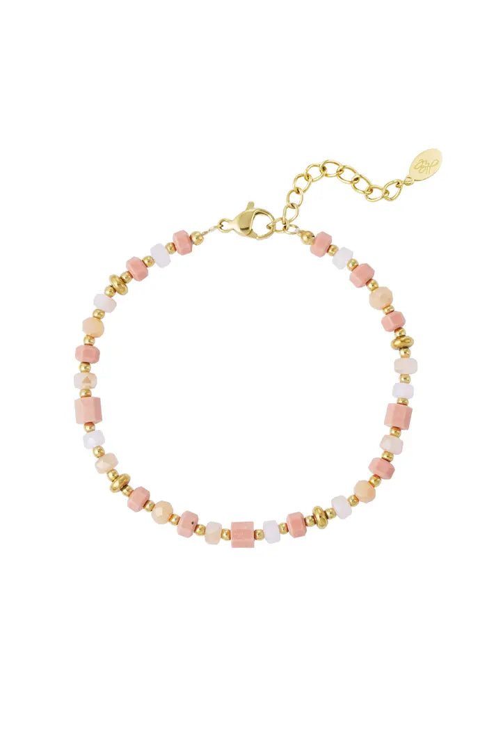 Mixed armbandje roze/goud