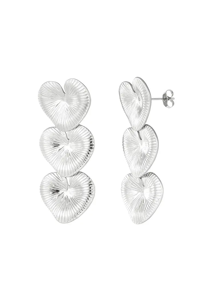 Triple love big oorbellen zilver