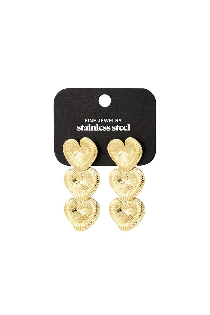 Triple love big oorbellen goud