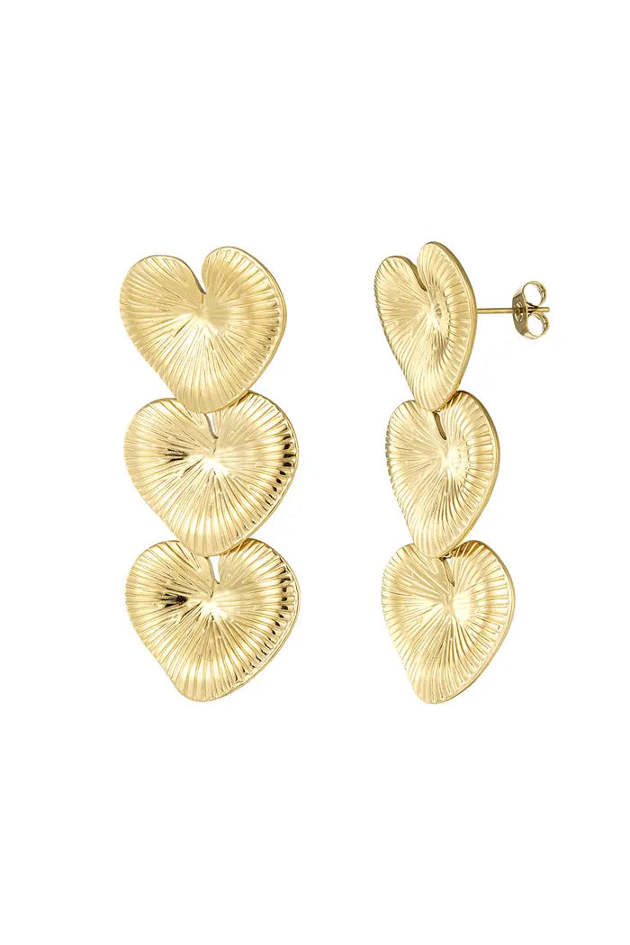 Triple love big oorbellen goud