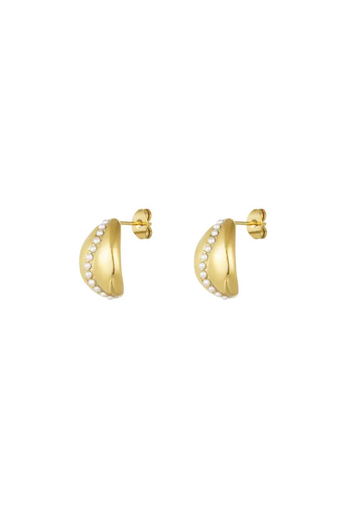 Stone Pearl oorbellen goud