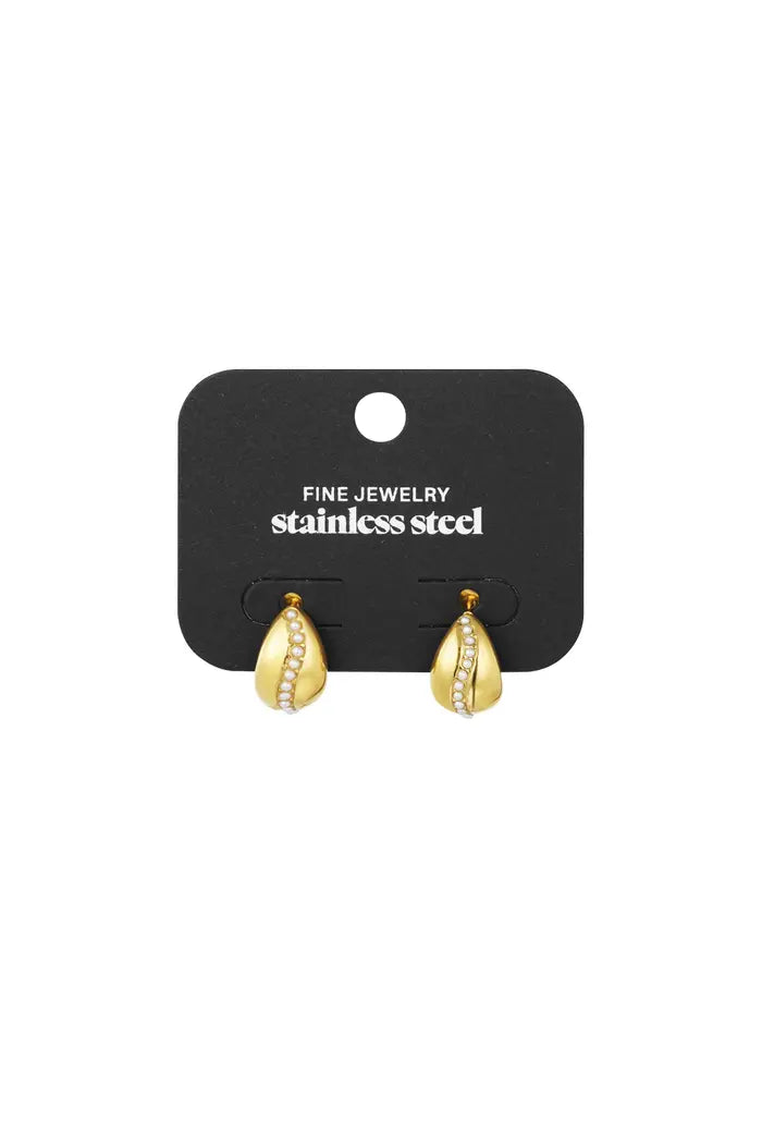 Stone Pearl oorbellen goud