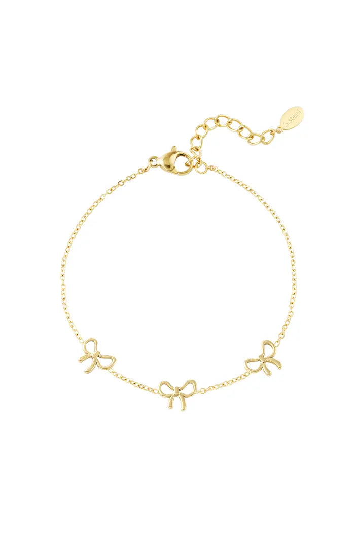 Three Bowties armband Goud