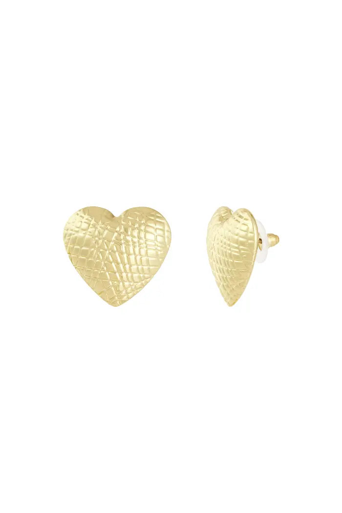 Structured Heart oorbellen goud