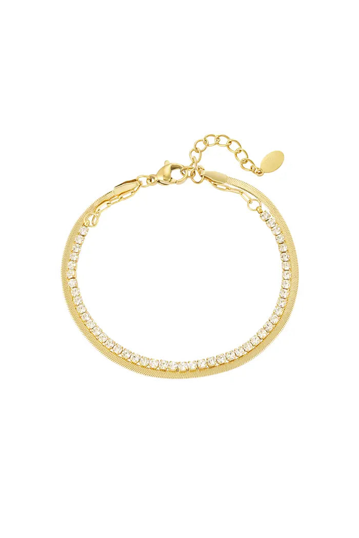 Dubbele armband met diamanten goud