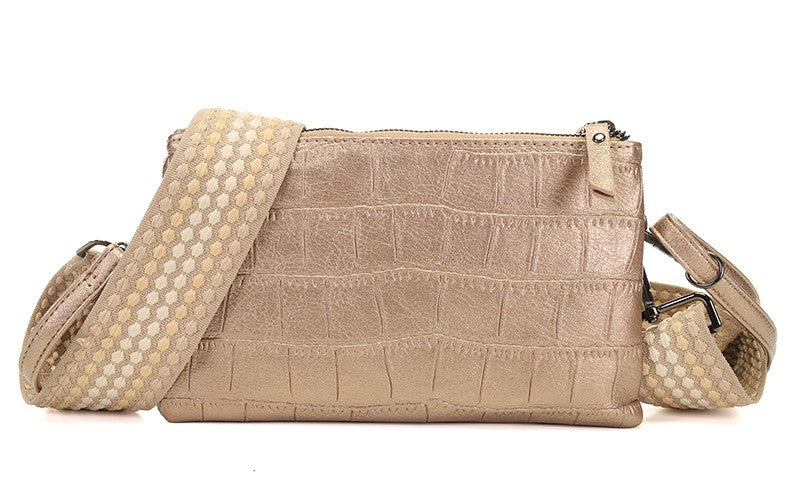 Classic champagne schoudertasje / crossbody Sheffield