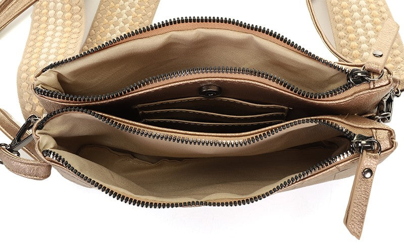 Classic champagne schoudertasje / crossbody Sheffield
