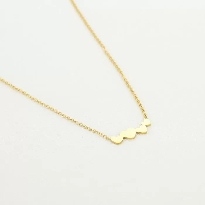 Four hearts gold ketting