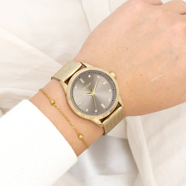 OOZOO goudkleurig horloge strass