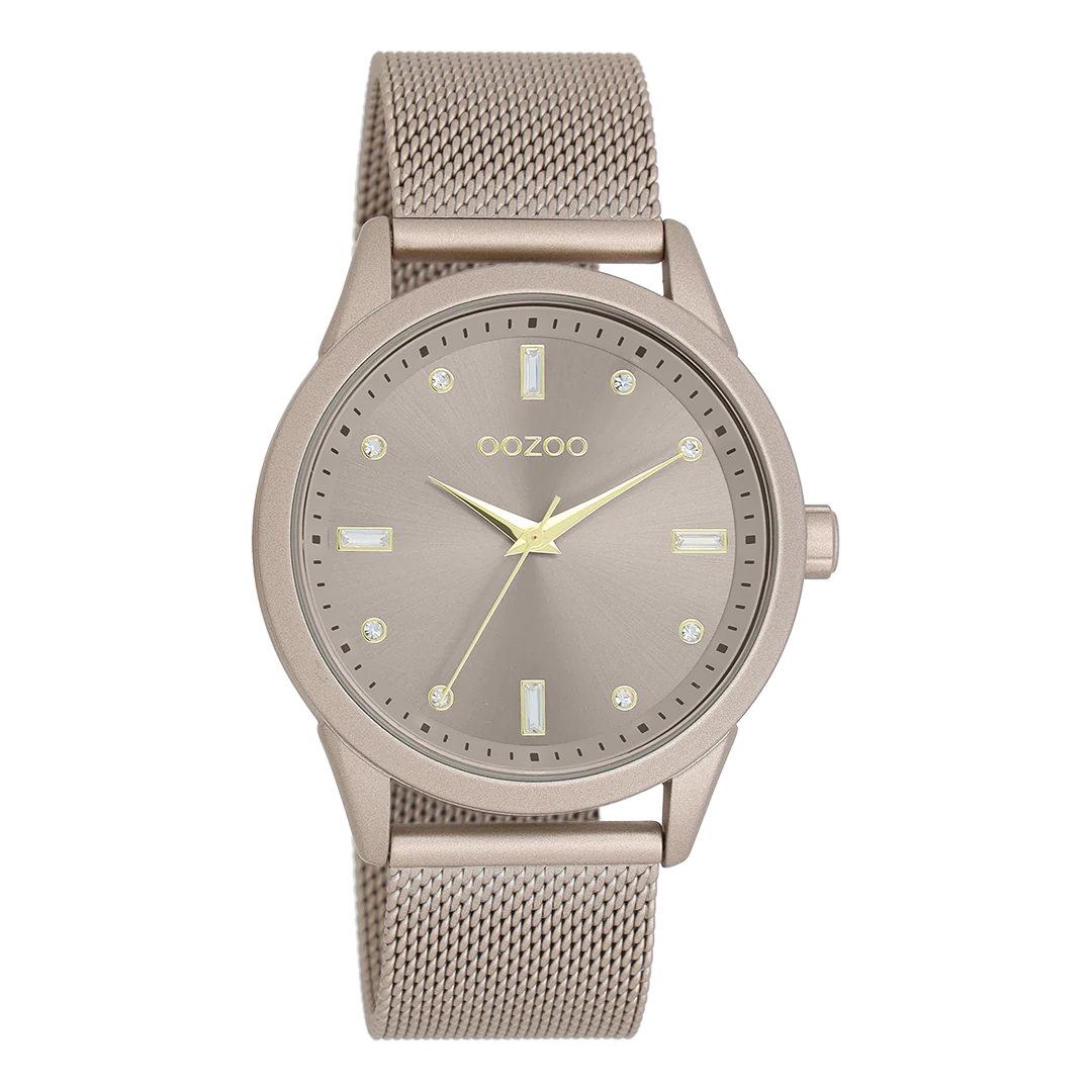 OOZOO Taupe horloge mesh armband