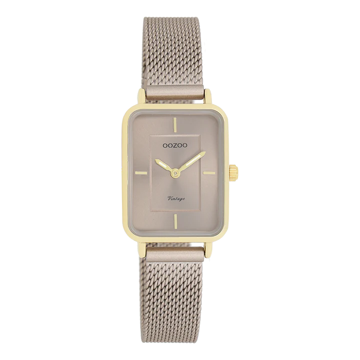 OOZOO goud kleurig taupe vierkant horloge