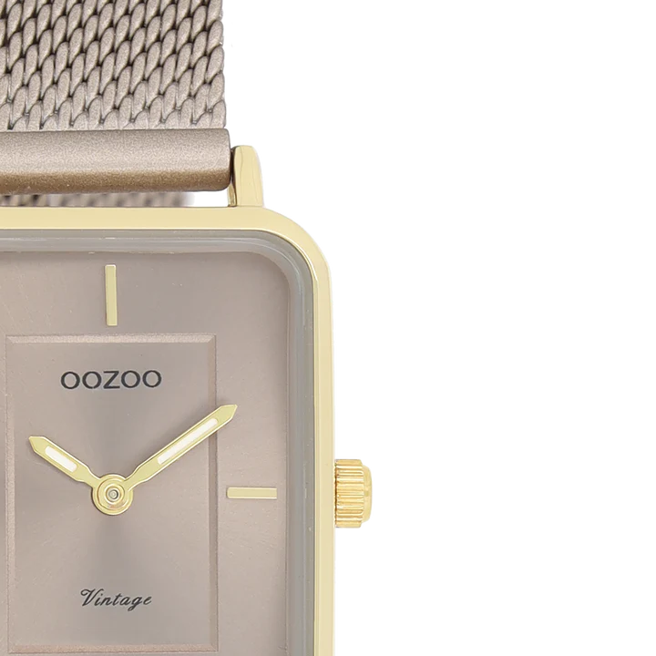 OOZOO goud kleurig taupe vierkant horloge
