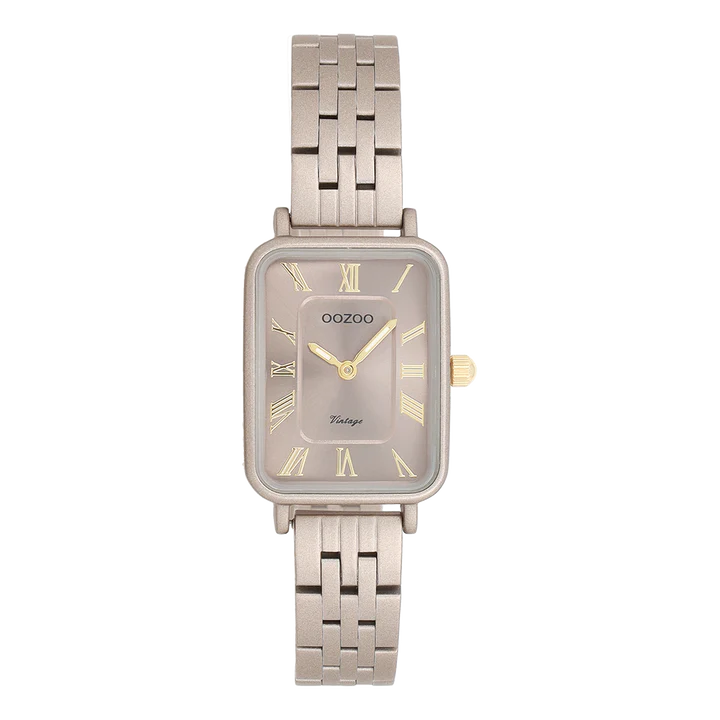 Taupe OOZOO horloge met roestvrijstalen