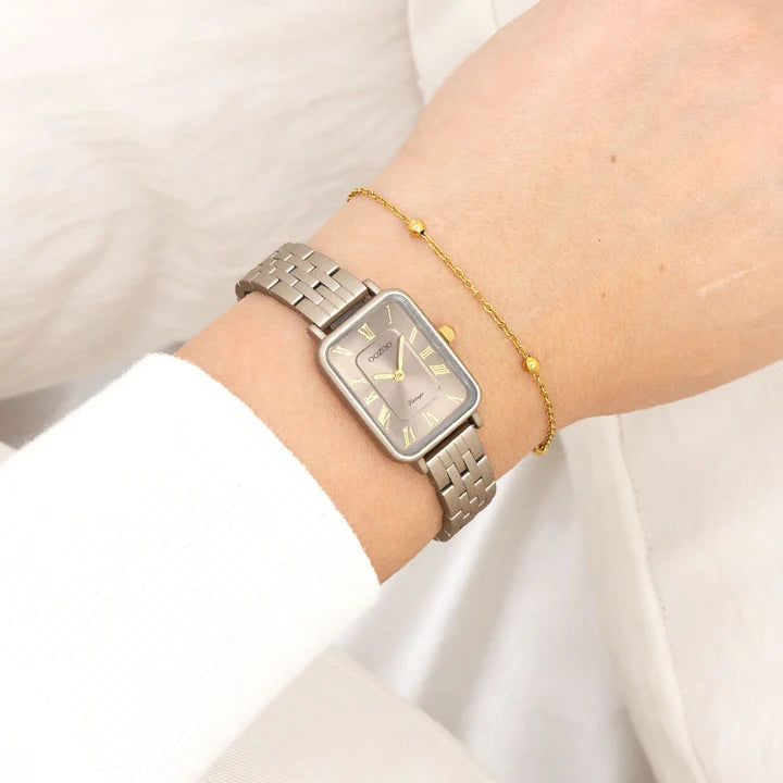 Taupe OOZOO horloge met roestvrijstalen