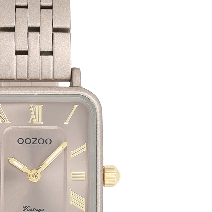 Taupe OOZOO horloge met roestvrijstalen