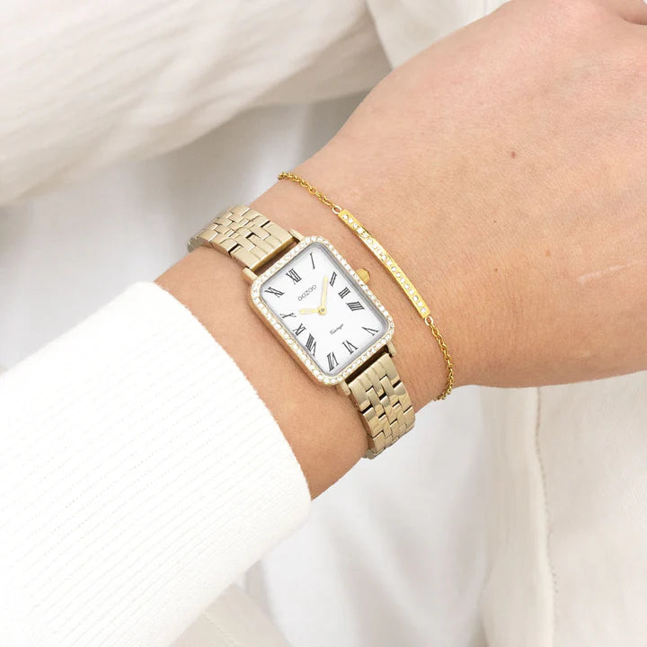 Goudkleurige OOZOO horloge met roestvrijstalen armband