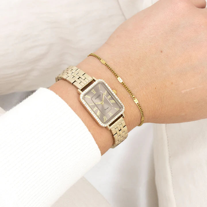 Goudkleurige OOZOO horloge met roestvrijstalen armband