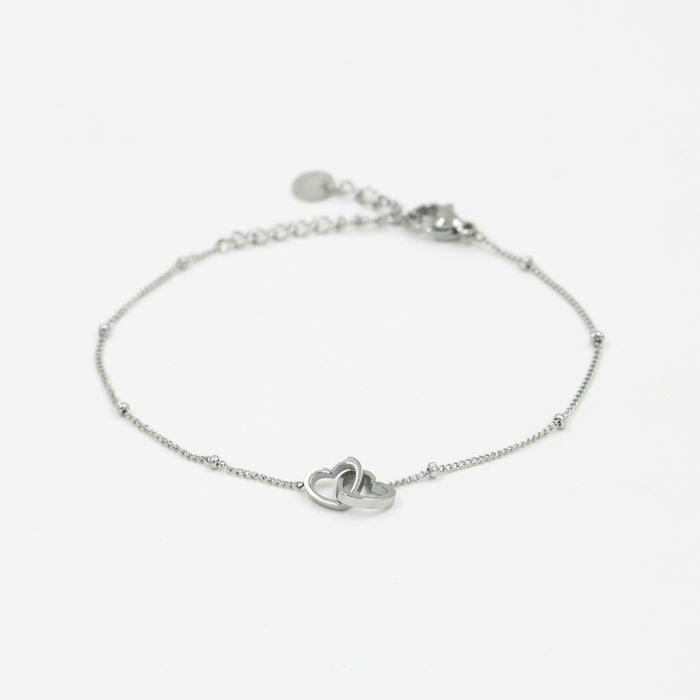 Armband dubbel hartje zilver
