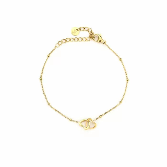 Armband dubbel hartje goud