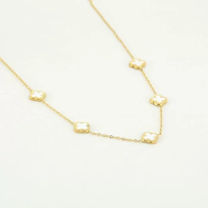 Ketting klaver white/gold