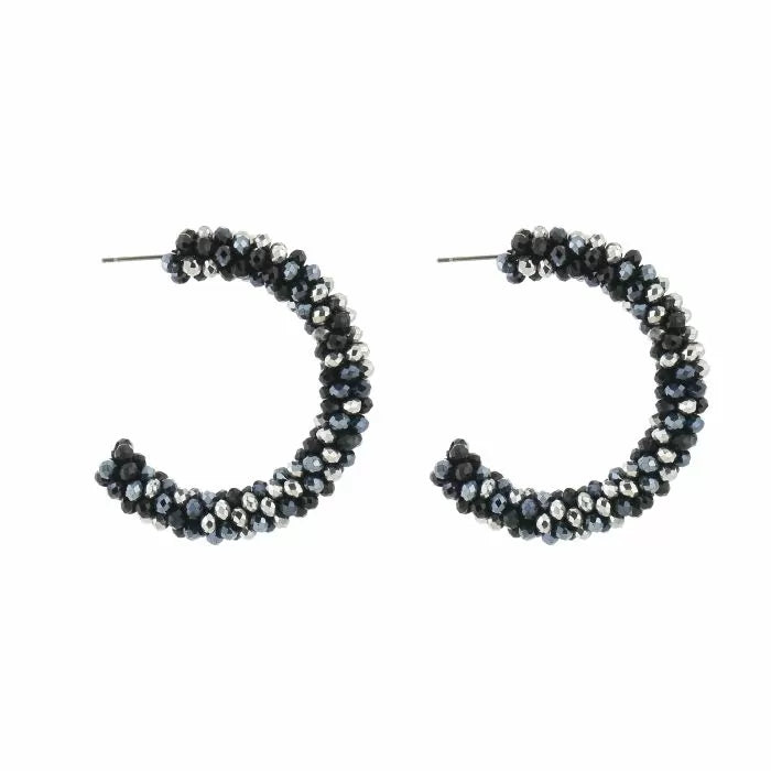 Strass oorbellen black mix