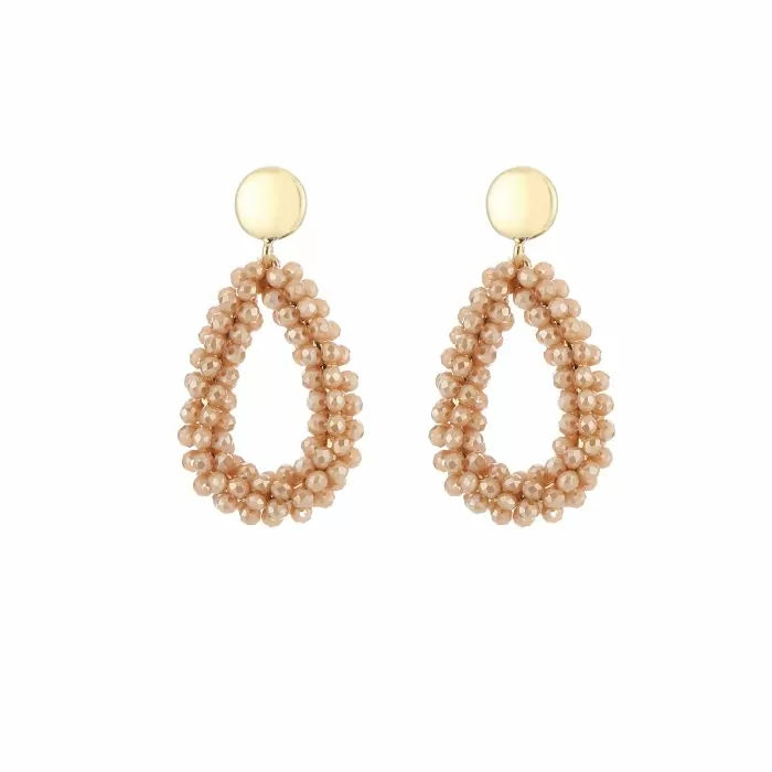 Strass oorbellen druppel khaki