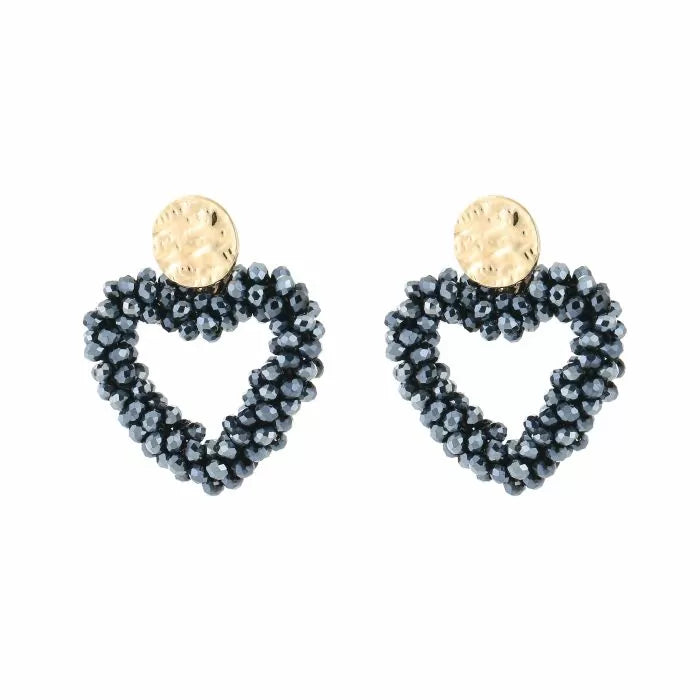 Strass oorbellen | kralen oorbellen hart LOVE
