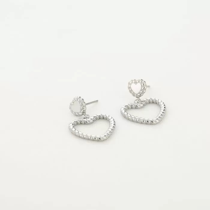 Open hartjes oorbellen zilver