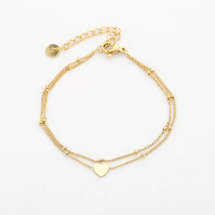 Dubbele armbandje enkel hartje