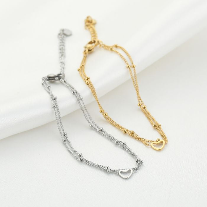 Vriendschap armbandjes hartjes met bolletjes