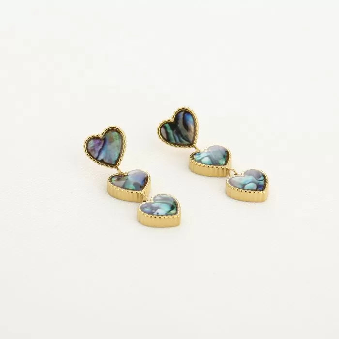 Triple heart oorbellen multi color