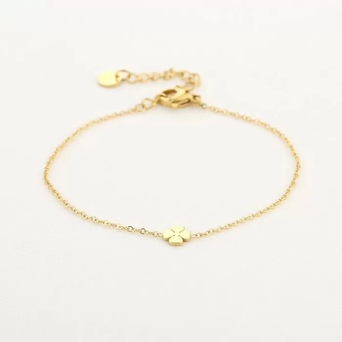 Klavertje armband goud