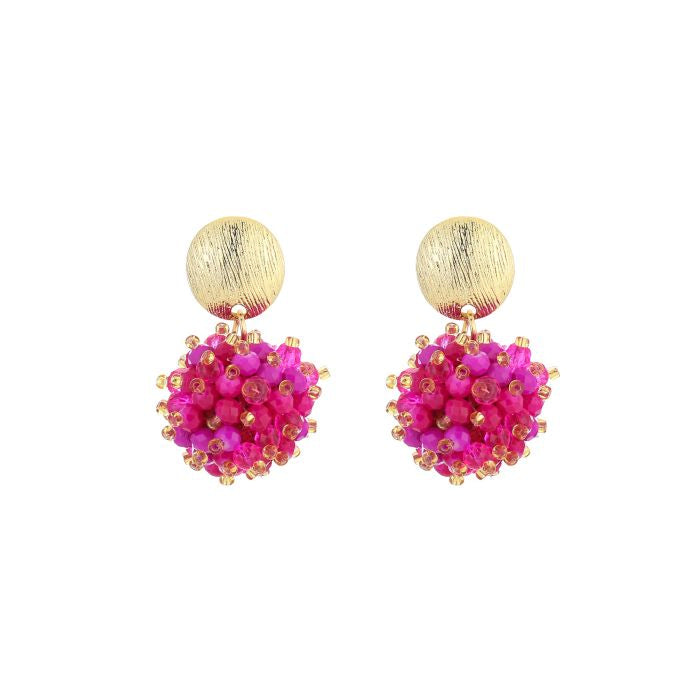 Fushia oorbellen goud