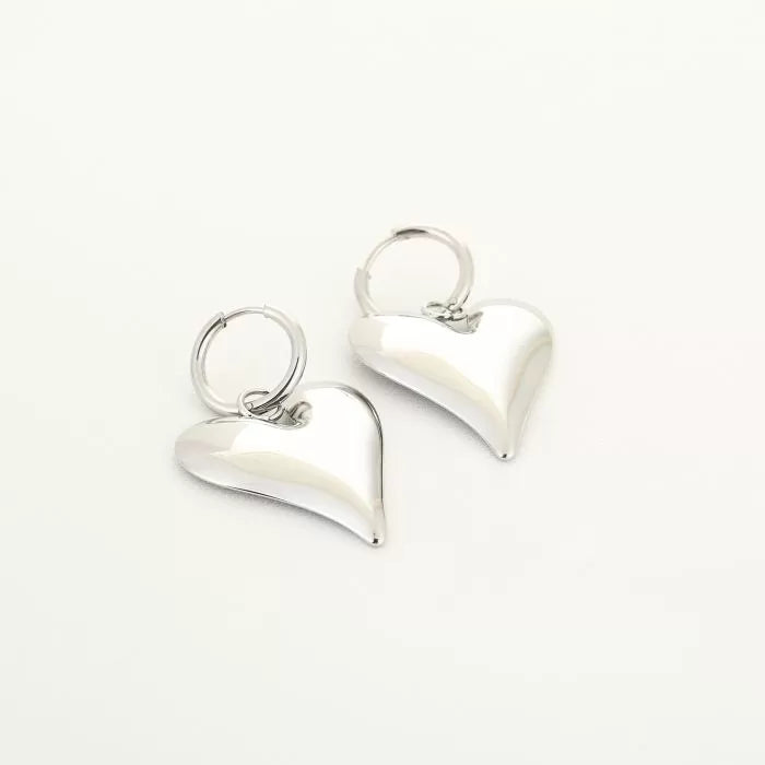 XL hartjes oorbellen zilver